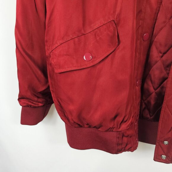 & Other Stories Womens 8 Bomber Jacket Red Wine Quilted Retro Varsity Style Coat - Picture 5 of 16